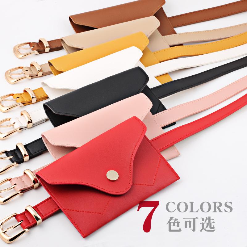 

Women's Belt Mobile Phone Bag Wallet Suit Brand Designer Alloy Buckle Fashion Multi-function Sweet Envelope Belts, Black