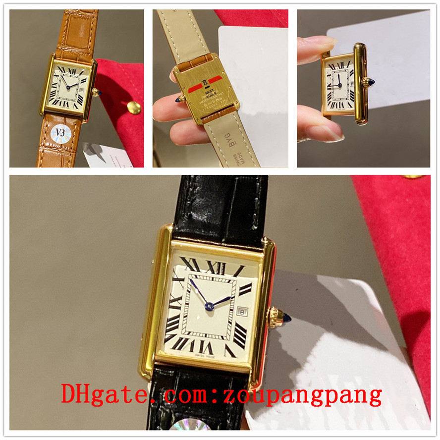 

2021 high quality luxury tank solo woman brand quartz watches joker ladies gold wristwatches classic square santos womens watch D3300