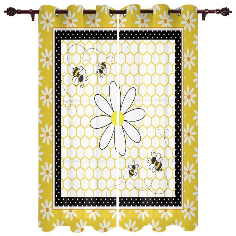 

Nice Translucent Curtains With Daisy Flower Beehive Pattern For Living Room Kitchen Bedroom Decoration Windows Curtain & Drapes