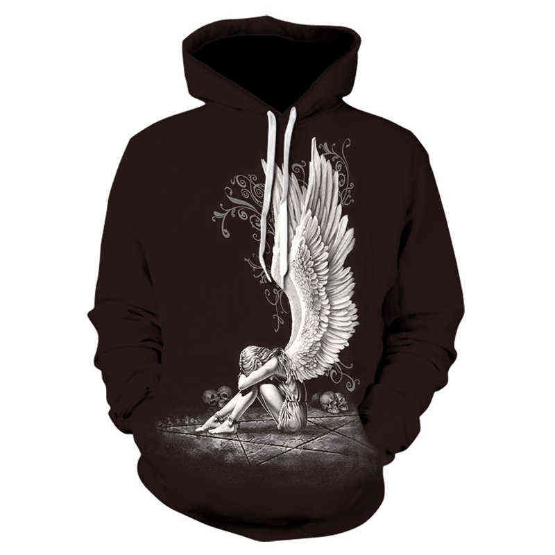 

Angel Wings Theme Harajuku 3d Print Hooded Sweatshirt Men's and Women's Sweatshirt Harajuku, Hip Hop Hoodie G1214, Picture color