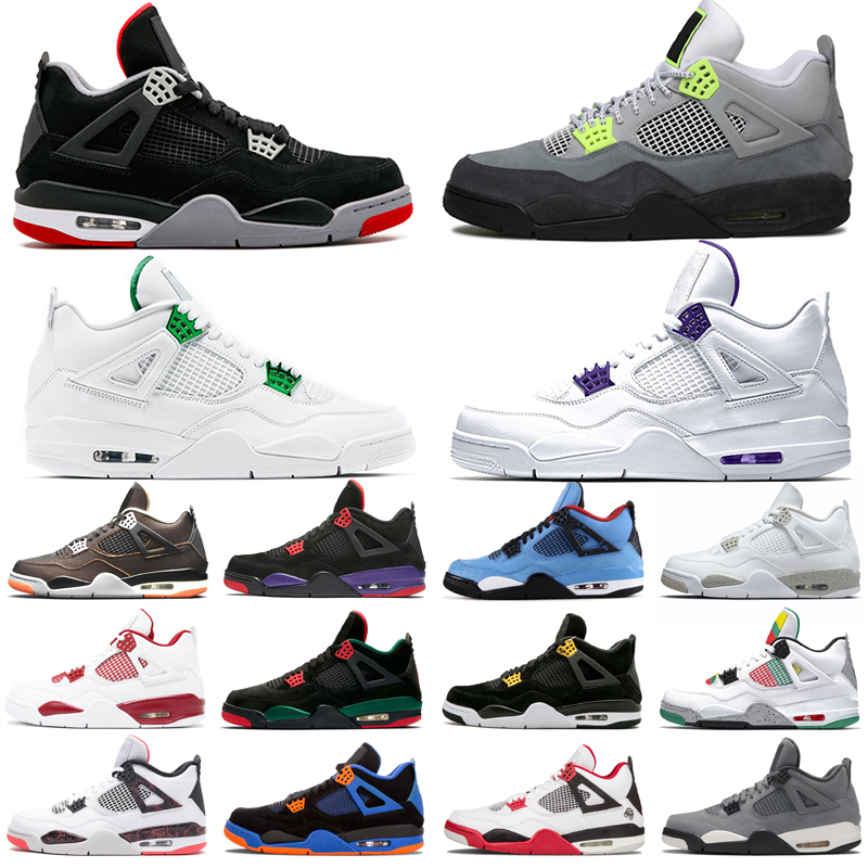 

36-47 Green Glow Mens 4 4s basketball shoes Hot Punch Tattoo Thunder men women sneakers trainers, White oreo