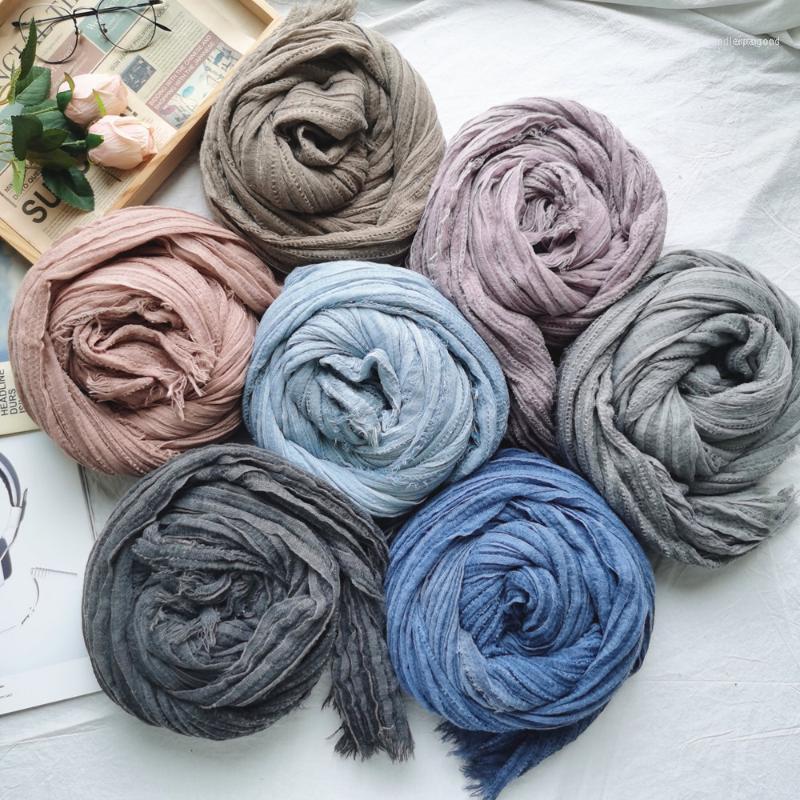 

Scarves American Japanese Unisex Style Winter Scarf Cotton And Linen Solider Color Long Women's Shawl Vintage Warm Men Scarf1