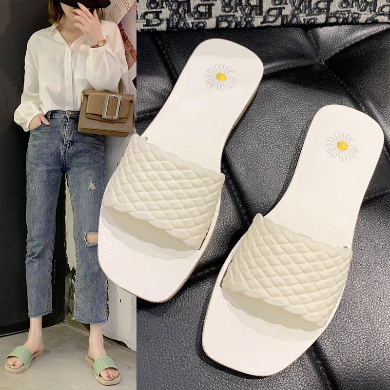 

Fashion Temperament Braided Charm Open-toe Flat Slippers Set Foot Vacation Beach Sandals Casual Flip Flops Women Shoes, Black