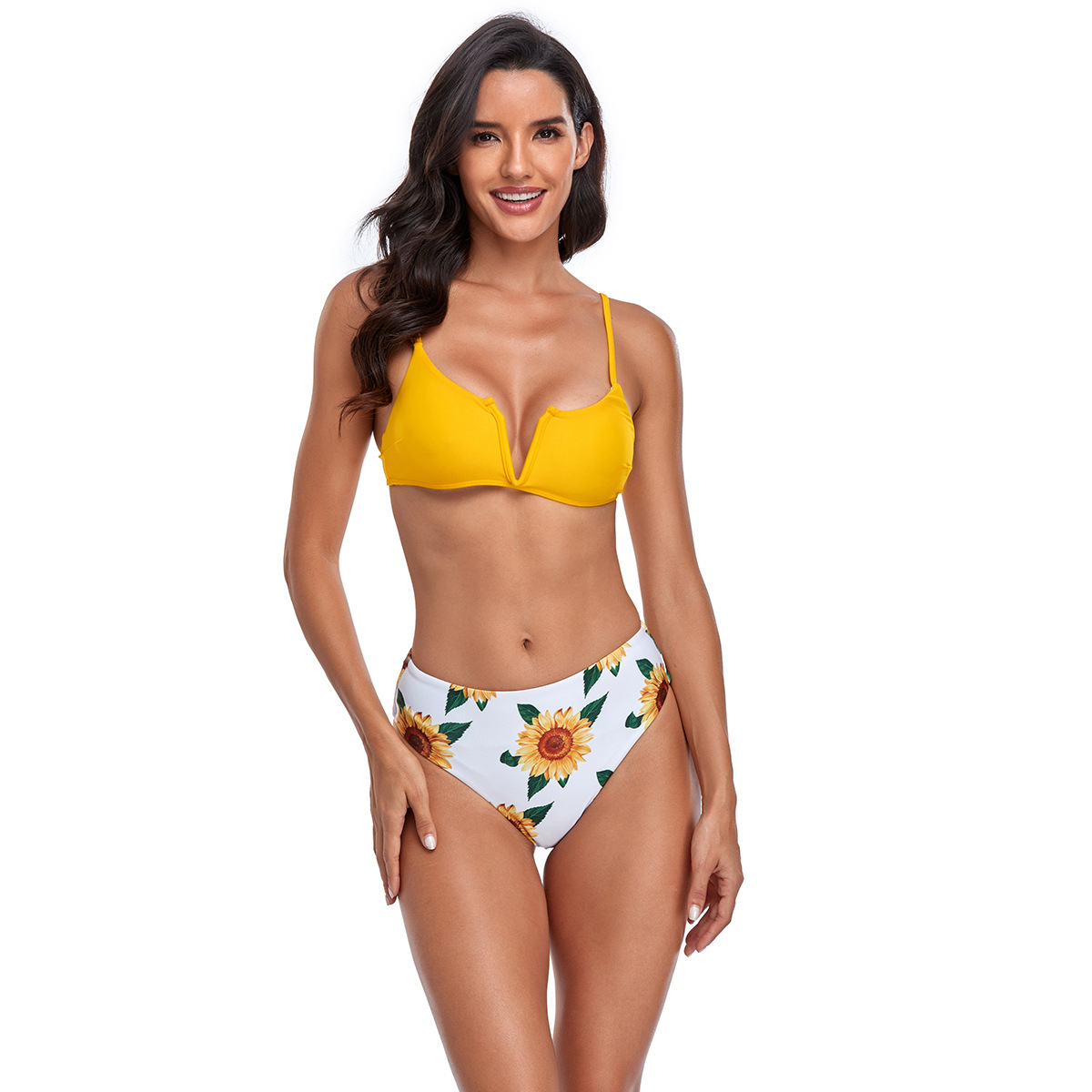 

Floral Pattern Design Swimsuit Ladies Sexy Split Bikini New Beach Swimwear 1914