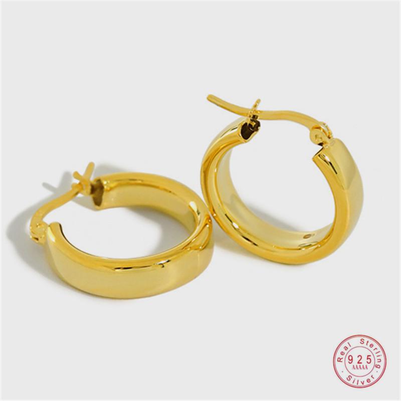 

Stud 925 Sterling Silver Simple Glossy Earrings Women Punk Hip Hop Exquisite Temperament Party Jewelry Accessories Friendship Gift, Golden;silver