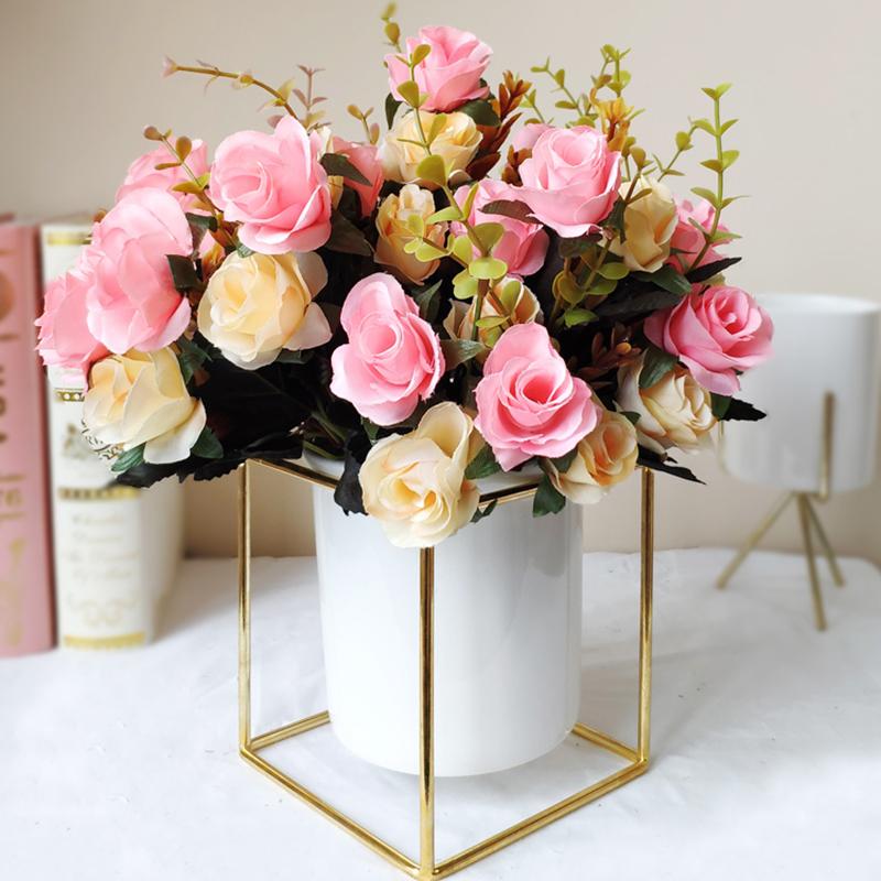 

Decorative Flowers & Wreaths Home Decor Accessory Artificial Rose Simulation Decoration Indoor Tabletop Vase Flower Ornaments Nordic Gifts