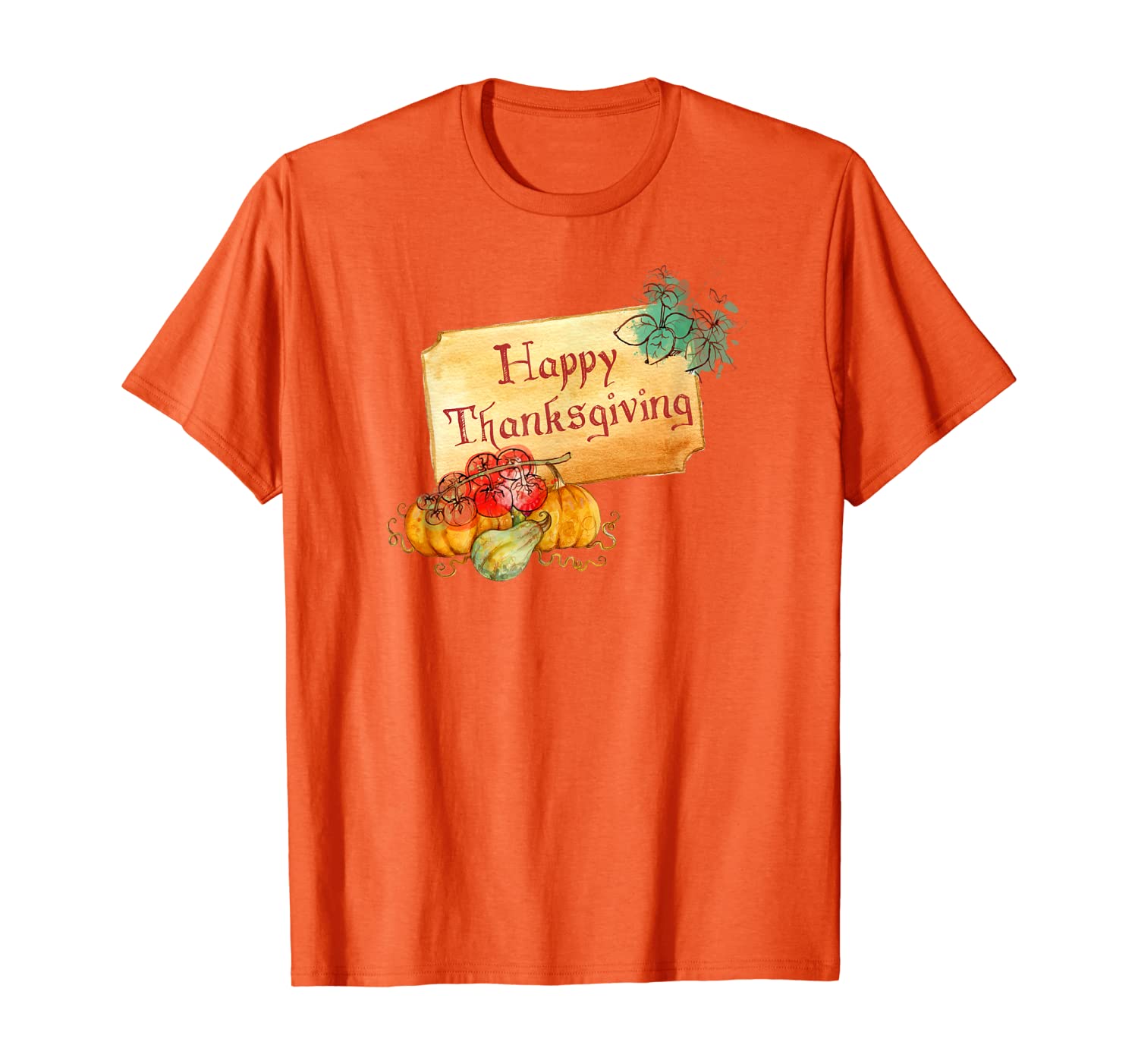 

Happy Thanksgiving Pumpkin and Gourd T-Shirt, White;black