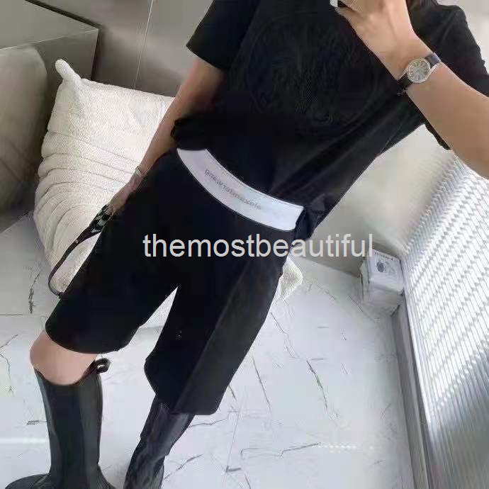 

Men's Shorts Aw Royal letter webbing stitching casual pants, minority high waist fashion, versatile, thin temperament, female shorts, Black