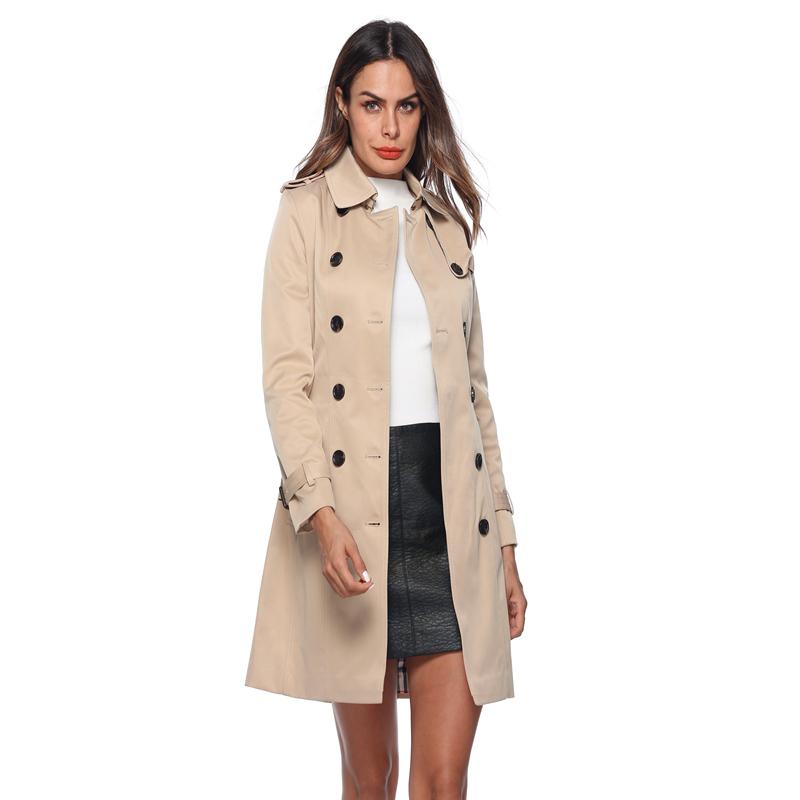 

Women' Trench Coats 2021 Woman Classic Double Breasted Coat Waterproof Raincoat Business Outerwear Khaki Autumn