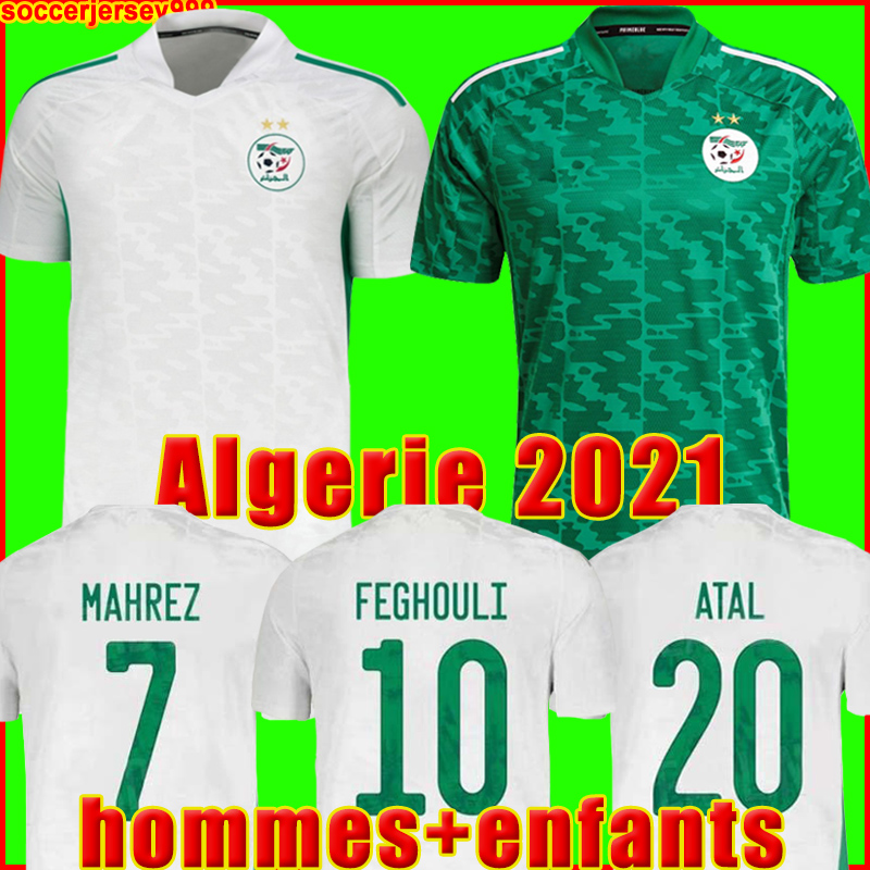 

Algerie soccer jersey Algeria 2021 Algérie Fans player version home away MAHREZ FEGHOULI BENNACER ATAL 20 21 football kits shirt men + kids kit sets maillot de foot, Kids away