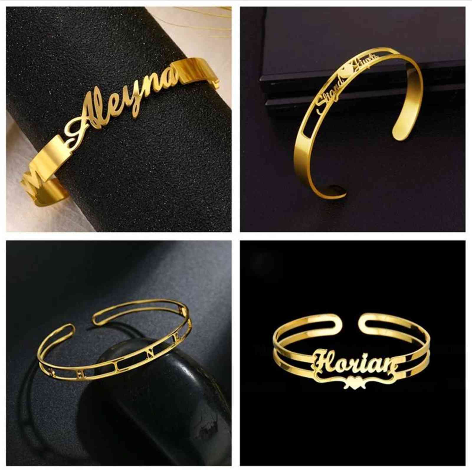 

Personalized Custom Letter Name Bracelet Stainless Steel Simple Fashionable Blessing Friends Gift Wedding Jewelry