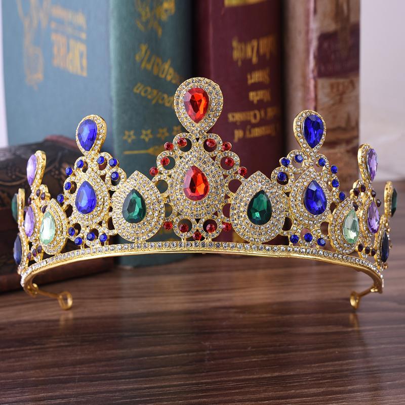 

Hair Clips & Barrettes MYFEIVO Luxury Crystal Bride Crown Rhinestone Wedding Tiaras Headdress Jewelry Accessories HQ0955, Golden;silver