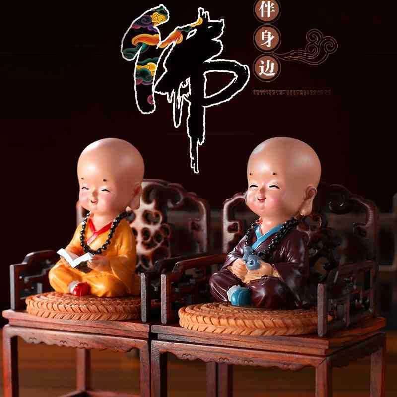 

New creative resin little monk Misha decoration doll car supplies