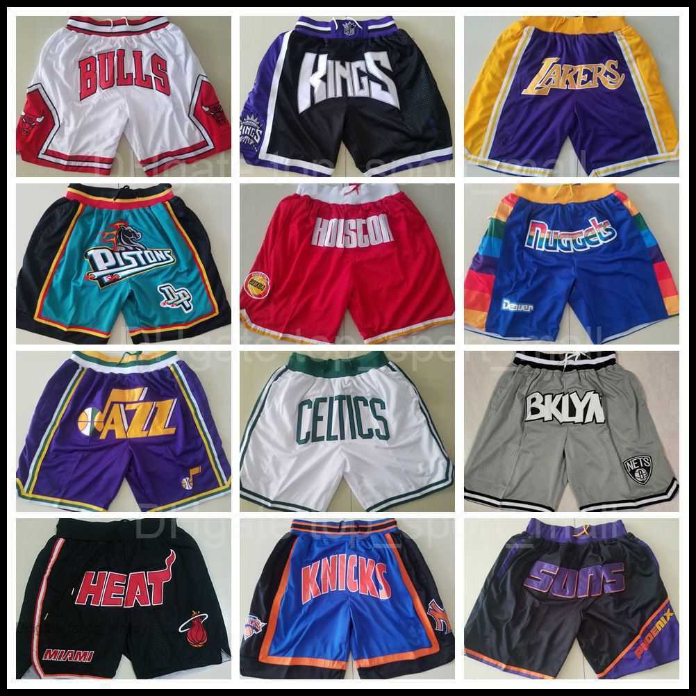 

Team Just Don Shorts Sport Basketball Short Running Wear With Pocket Zipper Sweatpants Hip Hop Pants Blue White Black Red Purple Print Mens Stitched