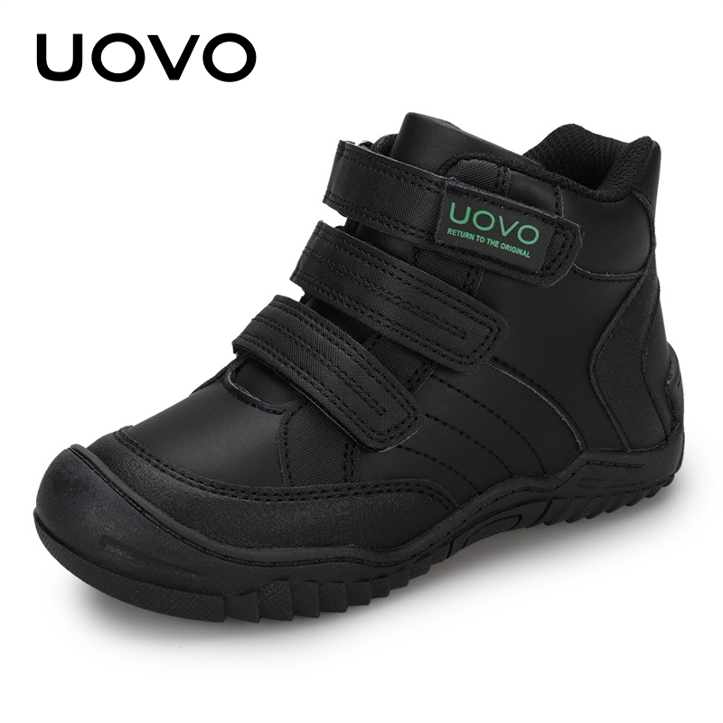 

UOVO New Arrival School Shoes Mid-Calf Boys Hiking Fashion Sport Outdoor Children Casual Sneakers Size #26-36, Black