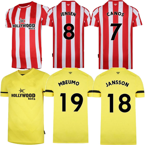 

FC Brentford 21 soccer jerseys home away yellow Fosu MBEUMO TONEY Dasilva Forss CANOS camisetas 2021 2022 maillot de foot adult men kit football shirts, Away man 1