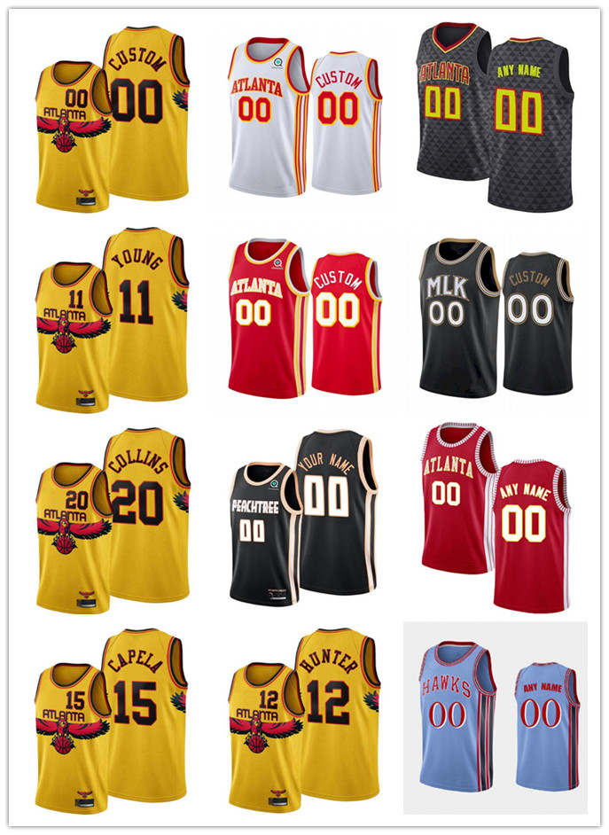 

75th Custom Men Women Youth AtlantaHawks20 John Collins Trae 11 Young 15 Clint Capela 12 De'Andre Hunter Basketball Jerseys, Color