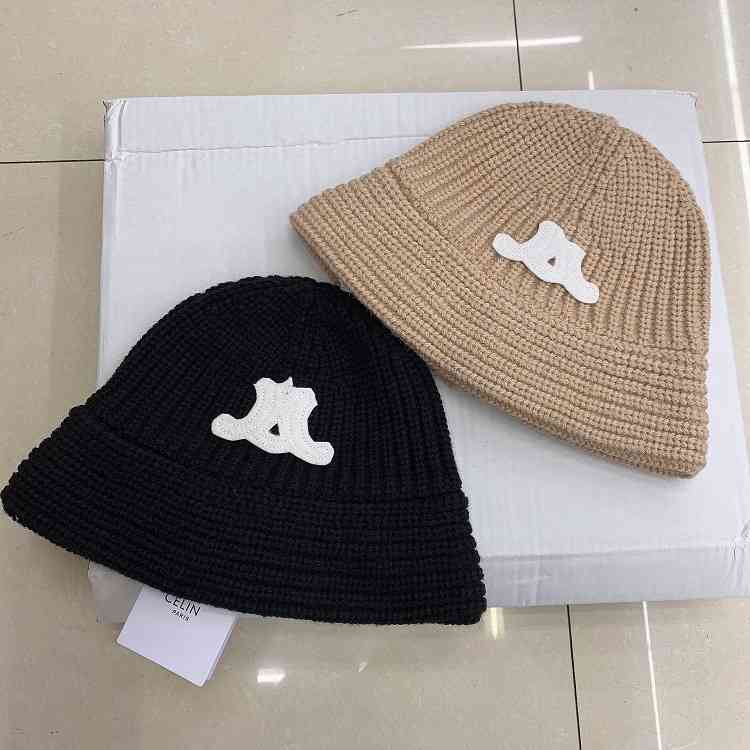 

High Version 21 Autumn and Winter Star Same C-lin Knitted Hat Warm Fisherman Hat Fashion Letter Ear Protection Wool Hat, Blue;gray