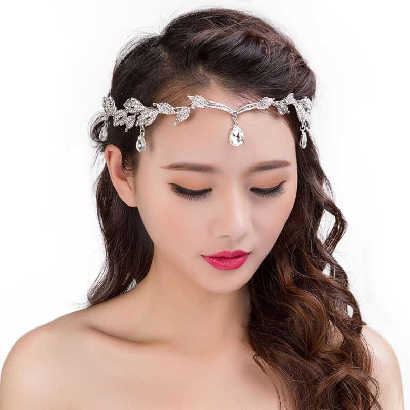 

Hair Clips & Barrettes Wholesale Silver Color Leaf Headband Jewelry Tassel Crystal Forehead Tiaras Headpice Wedding Bridal Accessory VL, Golden;silver