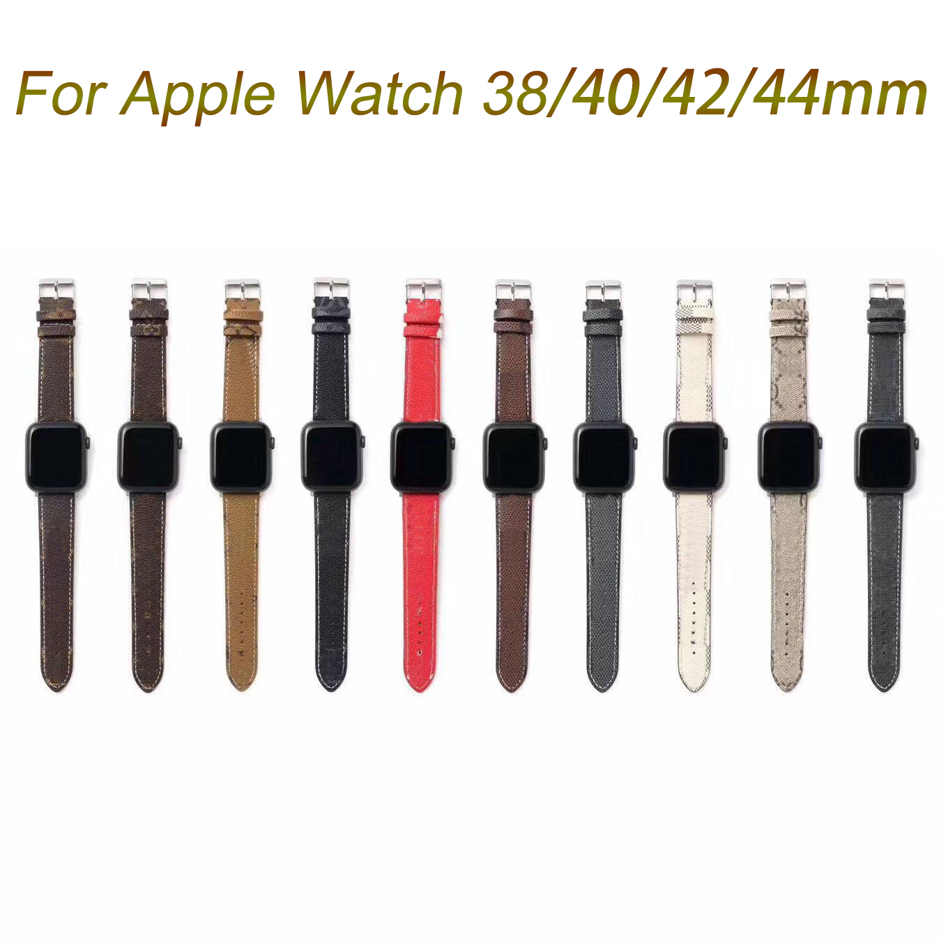 

Smart Straps designer Watchbands Band 42mm 38mm 40mm 44mm iwatch 2 3 4 5 bands Leather Strap Bracelet Fashion Stripes watchband for Apple Watch