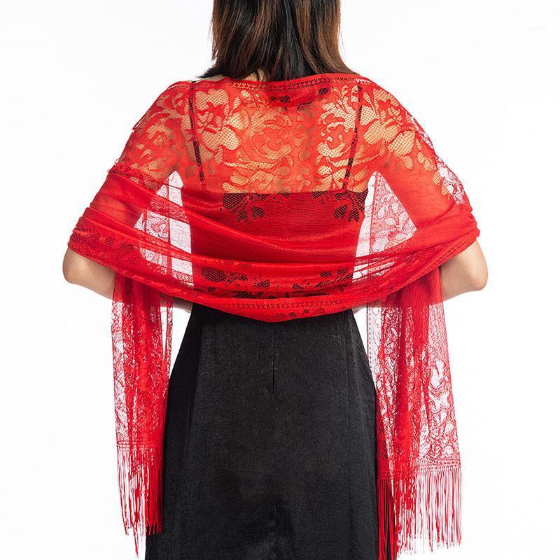 

Scarves Elegant Bride Bridesmaid Wedding Party Shawl Women Hollow Lace Evening Dress Shawls Wraps Ladies Tassel Banquet Scarf Capes, Blue;gray
