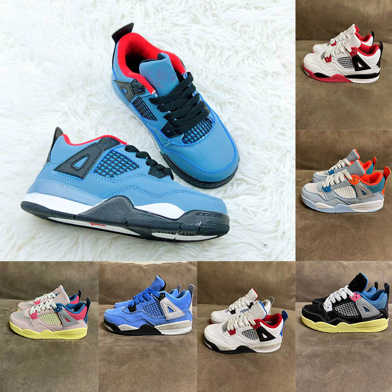 

Childrens Jumpman 4s Basketball Shoes 4 White Cement Kids Boy Oreo Fire Red Bred Sail University Blue Desert Moss Travis Taupe Haze Neon What The Sports Sneakers 26-35, A2