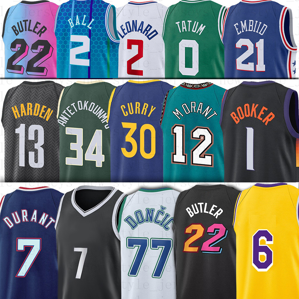 

Durant 7 Kevin Morant Jimmy Basketball Jerseys LBJ Butler Luka Embiid Doncic Devin Ja Booker Joel Harden Dwyane Curry Wade Leonard LaMelo Jokic Ball Thompson Herro, Men