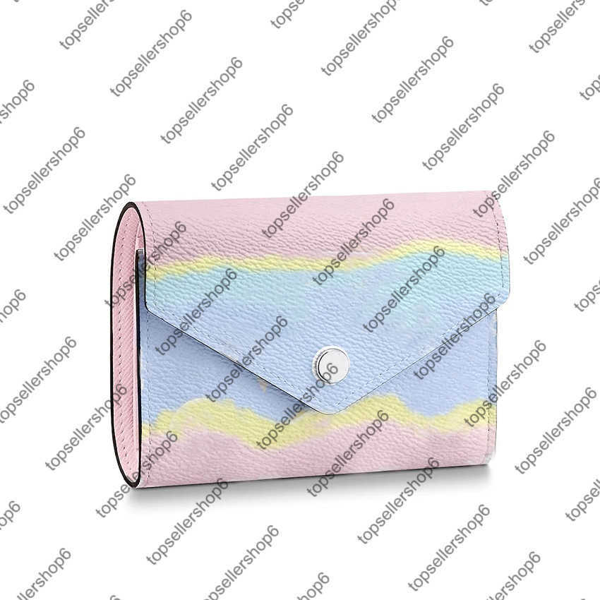 

M69113 M68842 M69112 ESCALE VICTORINE WALLET canvas real Cowhide-leather women men tie-dye cash card coin wallet purse bag, 1 m69113 pink letter flower print