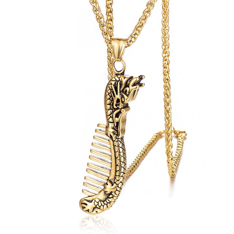 

Pendant Necklaces Punk Rock Stainless Steel Comb For Men Barber Jewelry Drop, Silver