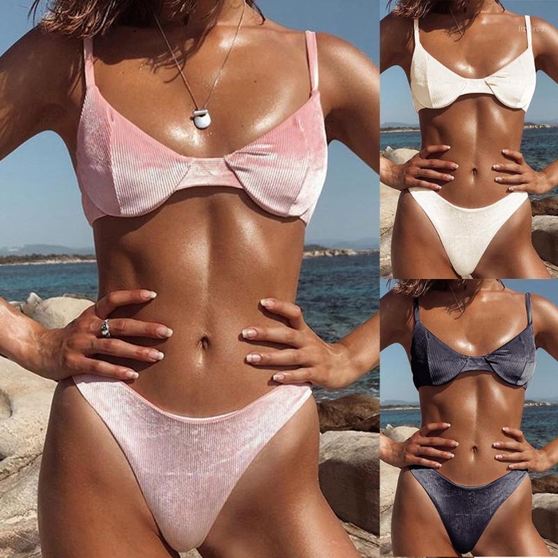 

Women' Swimwear Sexy Bikinis Solid Push Up Padded Bikini Set 2021 Low Waist Swimsuit Female Women Bather Biquini Maillot De Bain Femme, White