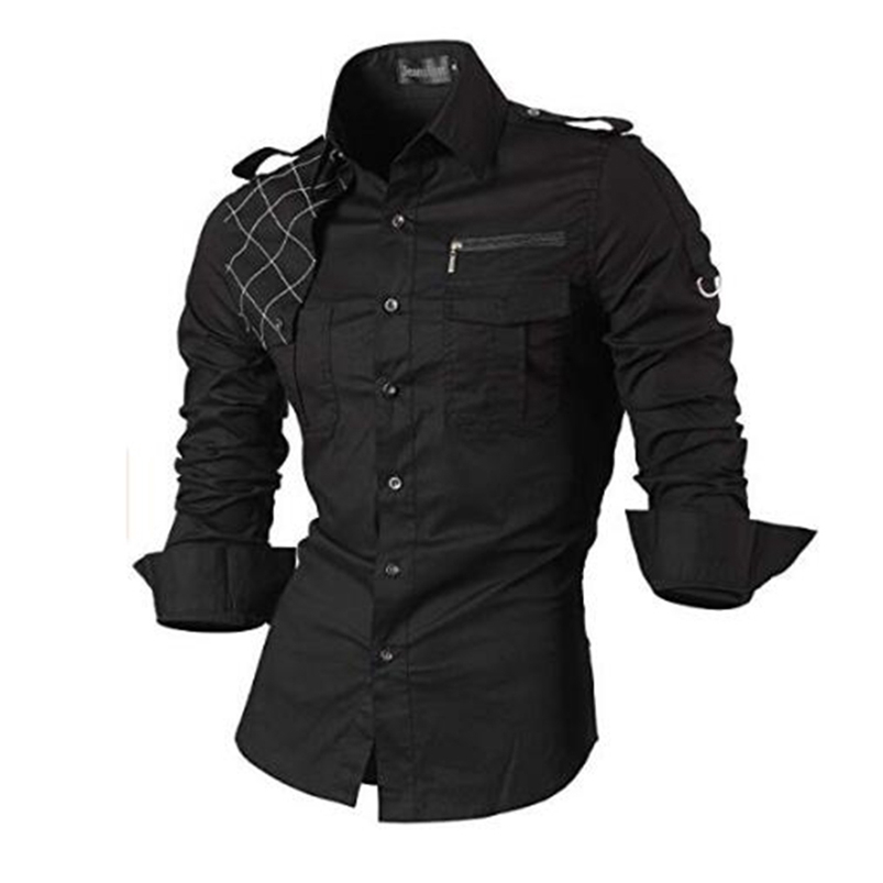 

Jeansian Men's Casual Dress Shirts Fashion Desinger Stylish Long Sleeve Slim Fit 8371 Black2 220118, Z020-white