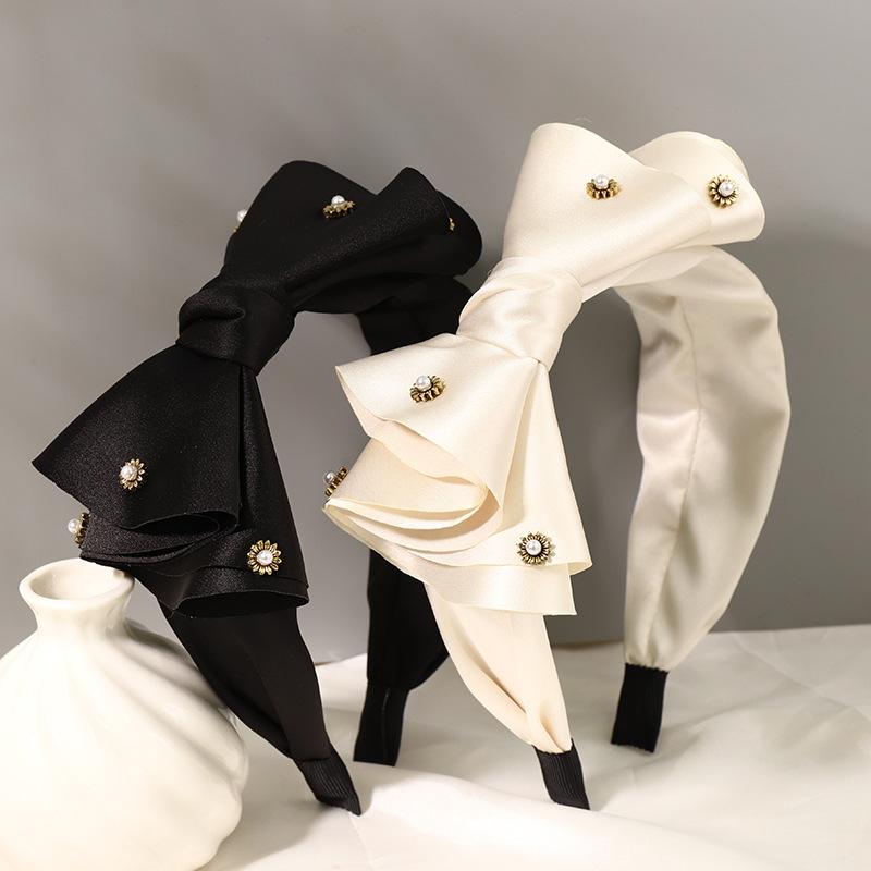 

Hair Accessories Fashion Satin Big Bow Rhinestone Hairbands Headbands Ornament For Women Wholesale