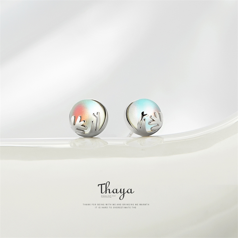 

Thaya 925 Silver Aurora Forest Earring Earrings Original Design Jewelry for Women Elegant Gift 210506, Golden;silver