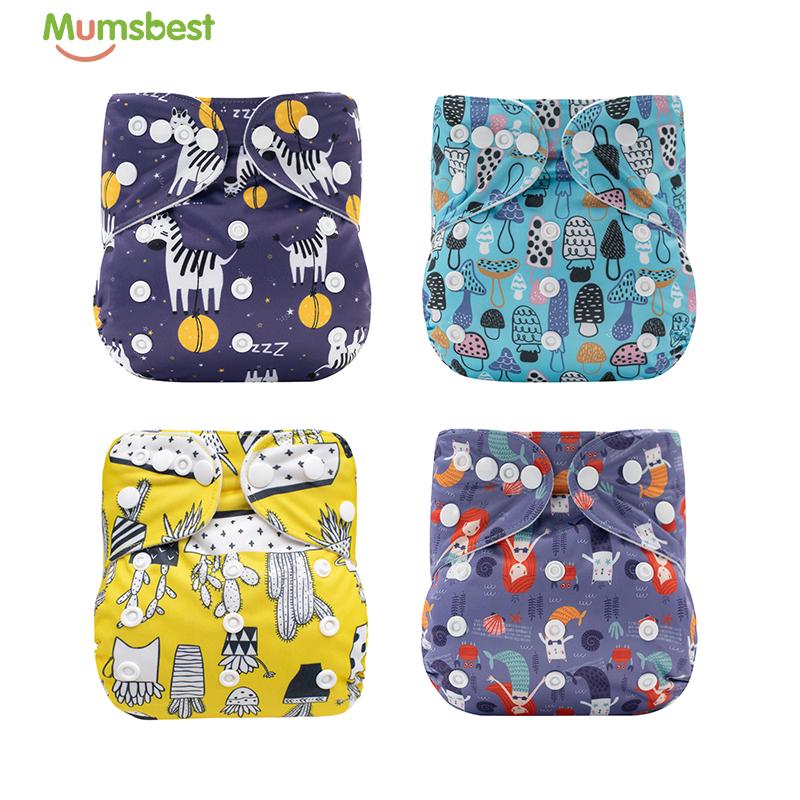 

Cloth Diapers [Mums] 4Pcs Baby Diaper Washable Adjustable Waterproof Anti-Leak Nappies Ventilation Nappy Ecological 3-15KG