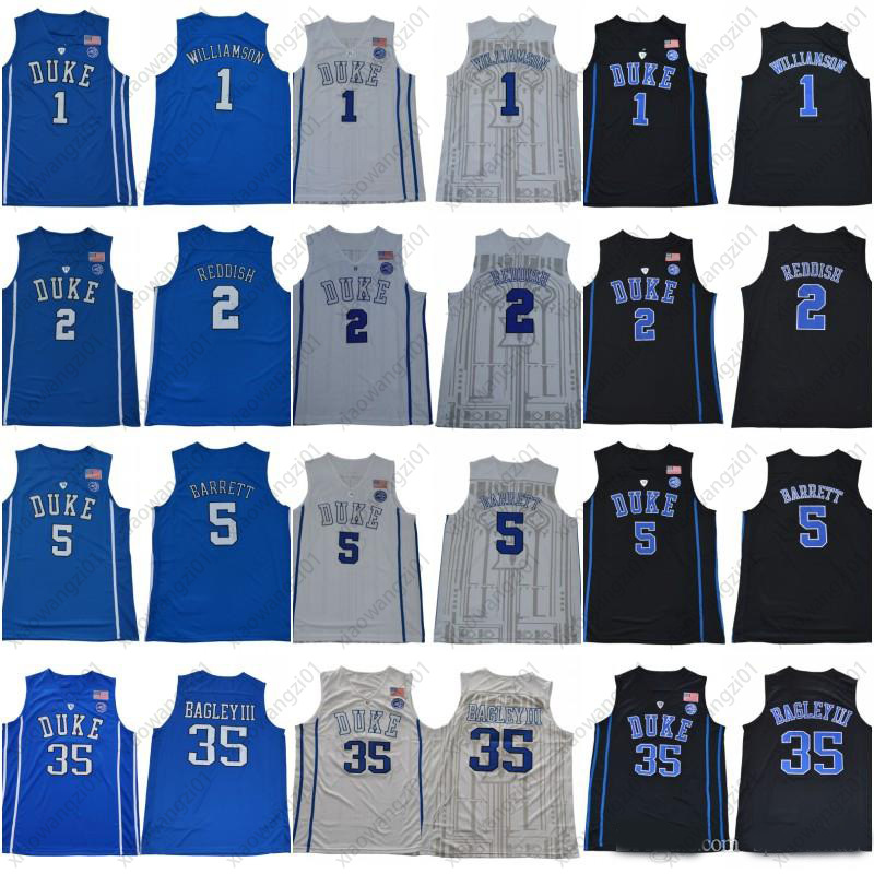 

Duke Blue Devils Jersey 35 Marvin Bagley III 1 Zion Williamson Stitched 2 Cam Reddish 5 RJ Barrett College Basketball Jerseys, Black