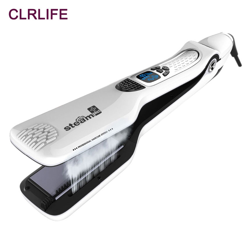 

CLRLIFE Steam Hair Straightener Brush Titanium Ceramic Flat Iron Professional Electric Hair Comb Fast Hair Straightening Iron