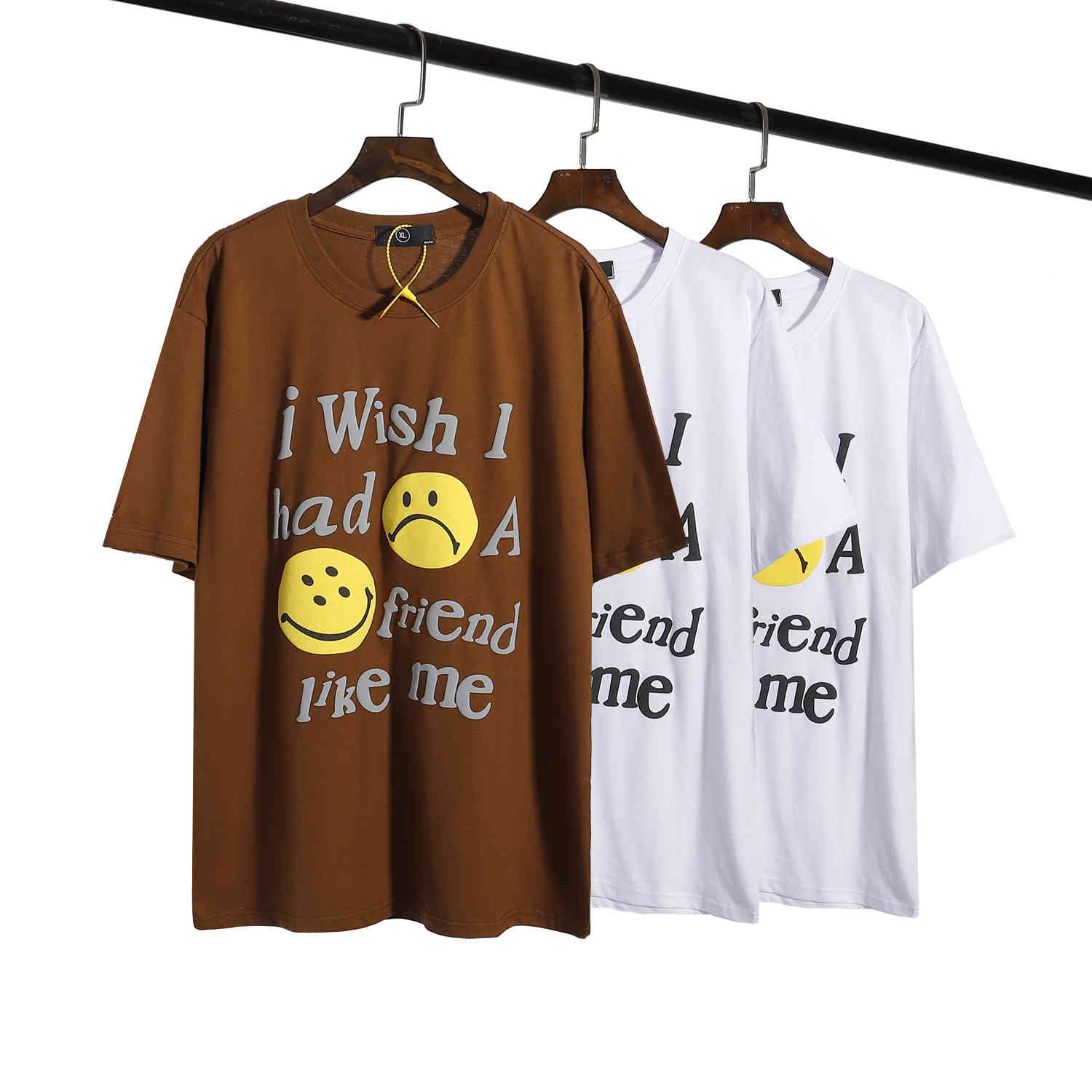 

2021 fashion brand three dimensional foam printing double smiling face short sleeve men's loose couple t-shirt female Xu Lu same summer 2NQS, White;black