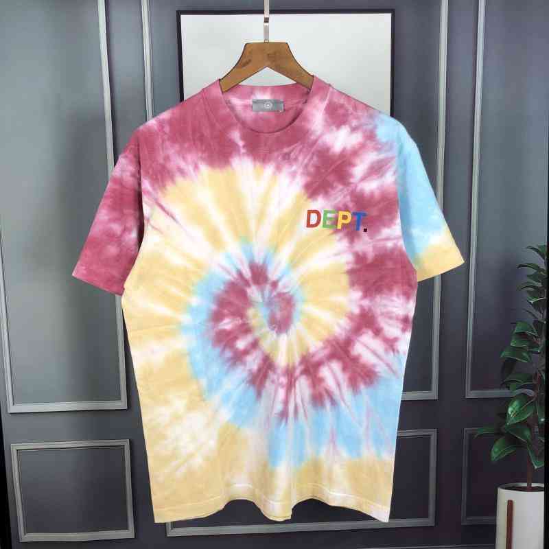 

Factory Outlet Gallerydept Colorful Letter Vortex Tie Dye Print Men Tee Vintage High Street Loose Short Sleeve T-shirt, White;black
