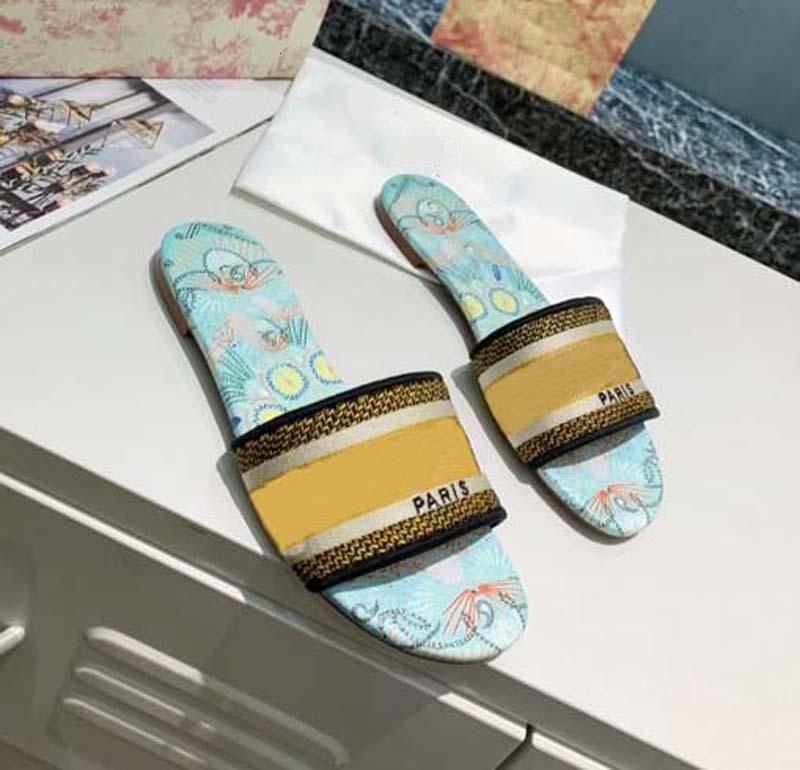 

Luxury sandals slides shoes Multicolors Embroidered Floral Printing Ladies Flip Flops men women Beach Dway Slide causal slippers, Other