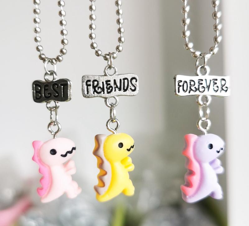 Pendant Necklaces 3PCS/Lot &quot; Friends Forever&quot; Kids Resin Dinosaur Necklace For Children Jewelry-image-709029202