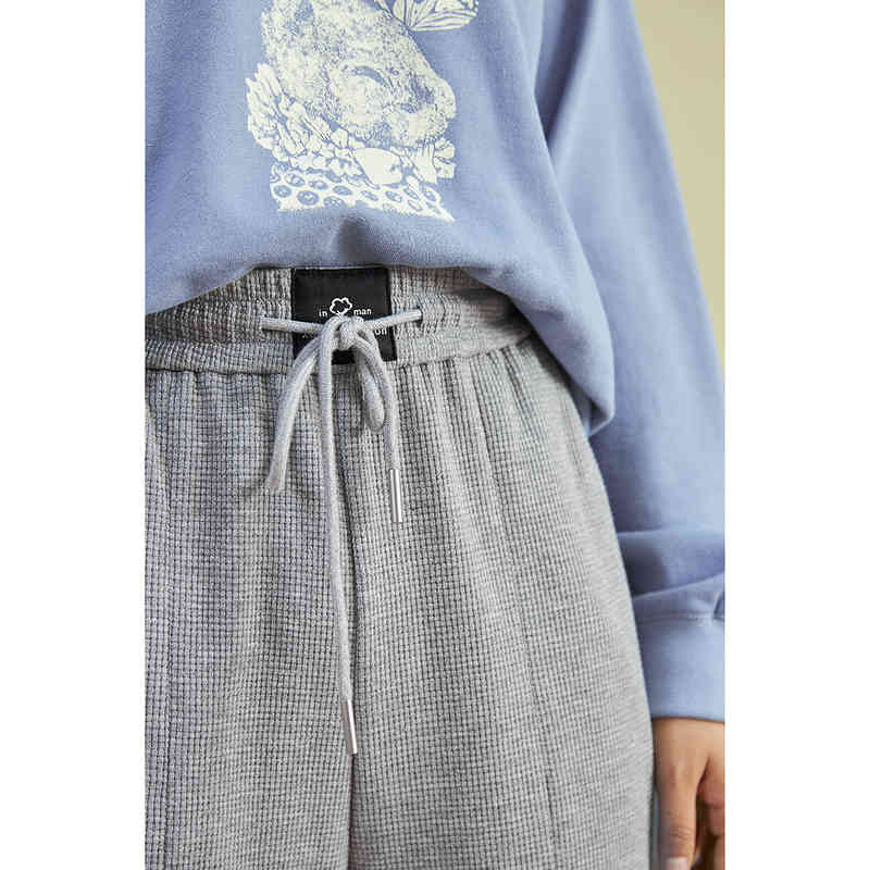 

women's pants & capris inman women's casual pants, autumn pants with elastic cord, divided hem, gray knitted or crocheted bkmp, Black;white