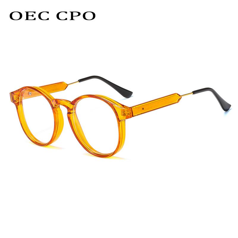 

Fashion Sunglasses Frames OEC CPO Transparent Round Optical Glasses Women Men Clear Lens Frame Female Classic Black Orange Spectacle