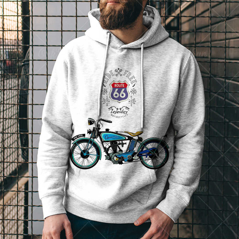 

popular new sweater us highway 66 printed menswear loose and comfortable street hoodiebbco, Black