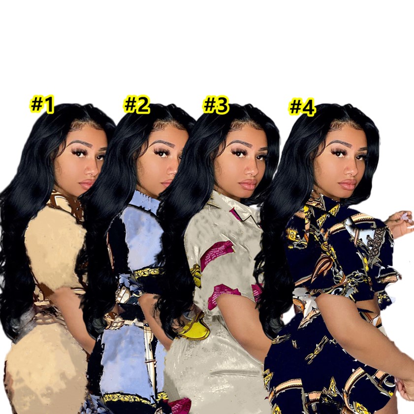 

Women Underwear Ladies Sleepwear Designers nightdress Two Piece Pajamas Short sleeve nightgown -2XL 4 colors Printed nightclothes eveningie DHL ship 4650, Remark the color number you want