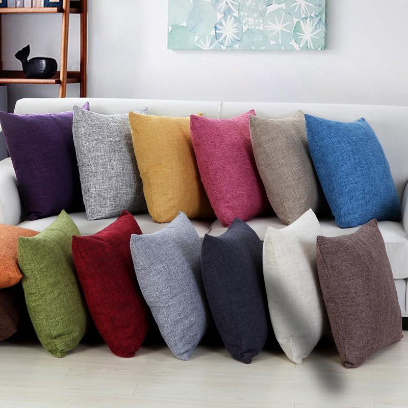 

Cushion/Decorative Pillow 45x45cm Sofa Solid Color Cushion Cover Yellow Grey Cotton Linen Decorative Throw Bedding Home Decor, White
