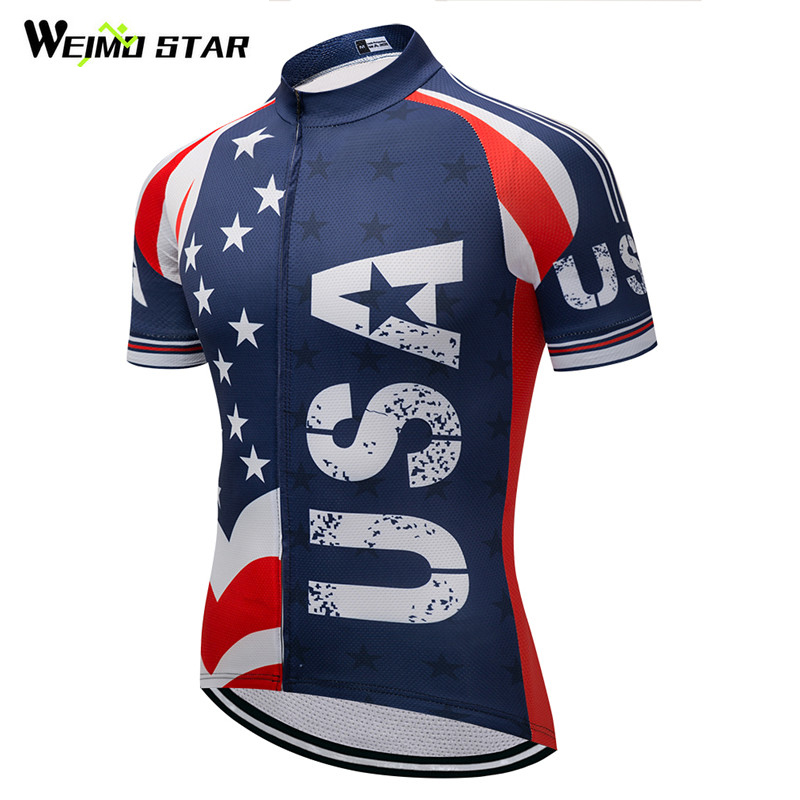 

Weimostar Bike Team Racing Sport USA Cycling Jersey Top Summer Bicycle Cycling Clothing Maillot Ciclismo Road mtb Bike Jersey X1 X0503, Color 1