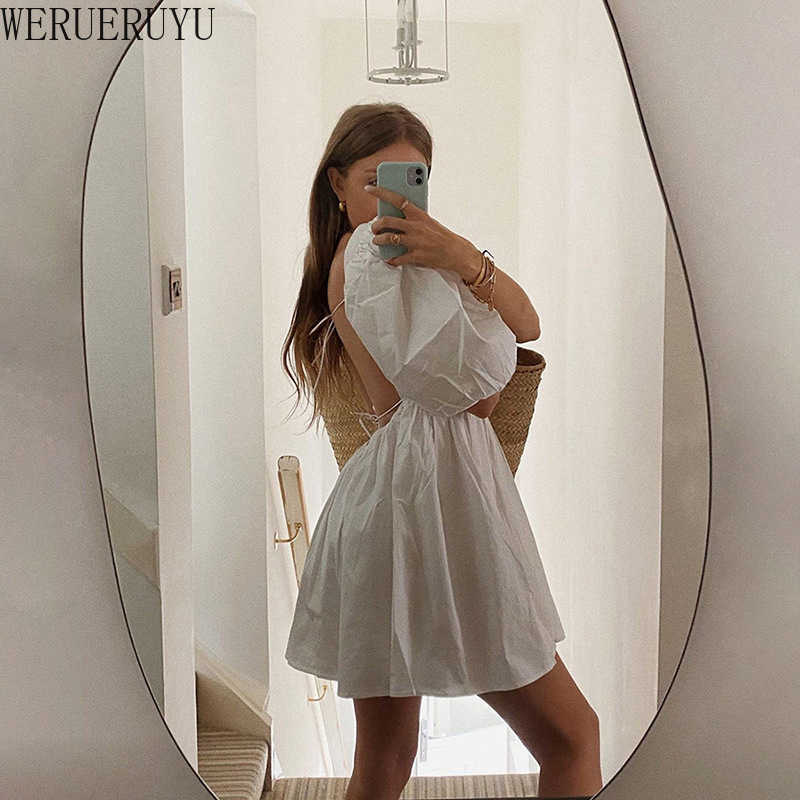 

WERUERUYU Women Summer Dress Summer Fashion White Elegant Backless Party Beach Dress Vacation Casual Mini Dress 210608, Women summer dress s