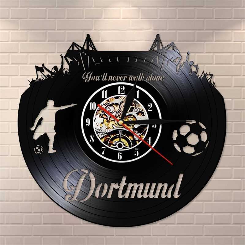 

Dortmund City Skyline Wall Clock German States Football Stadium Fans Cellebration Wall Art Vinyl Record Wall Clock Y200109