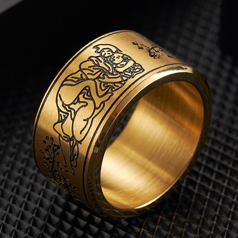 Cluster Rings Mens Sex Love Creative Passion Make Ring Stainless Steel For Men Gold Matte Spring Light Illustration Signet-image-718688231