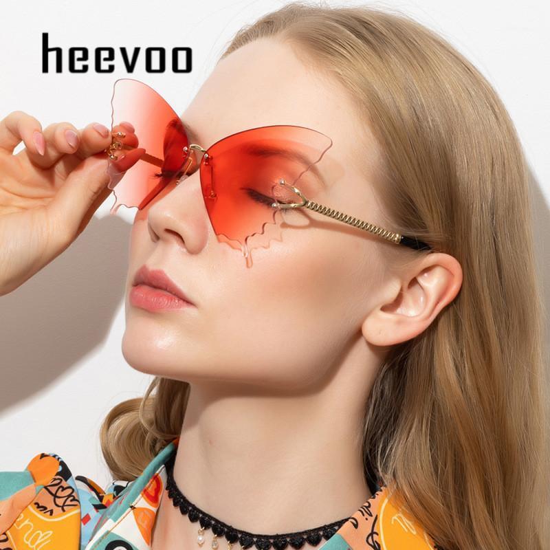 

Sunglasses Butterfly Rimless Women Designer Fashion Oversized Steampunk Vintage Eyewear UV400 Papillon1